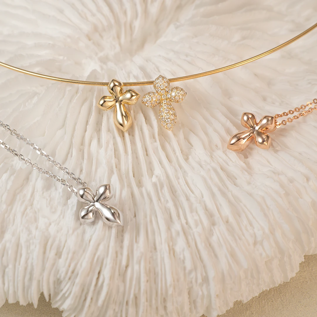 Bubble cross gold pendant